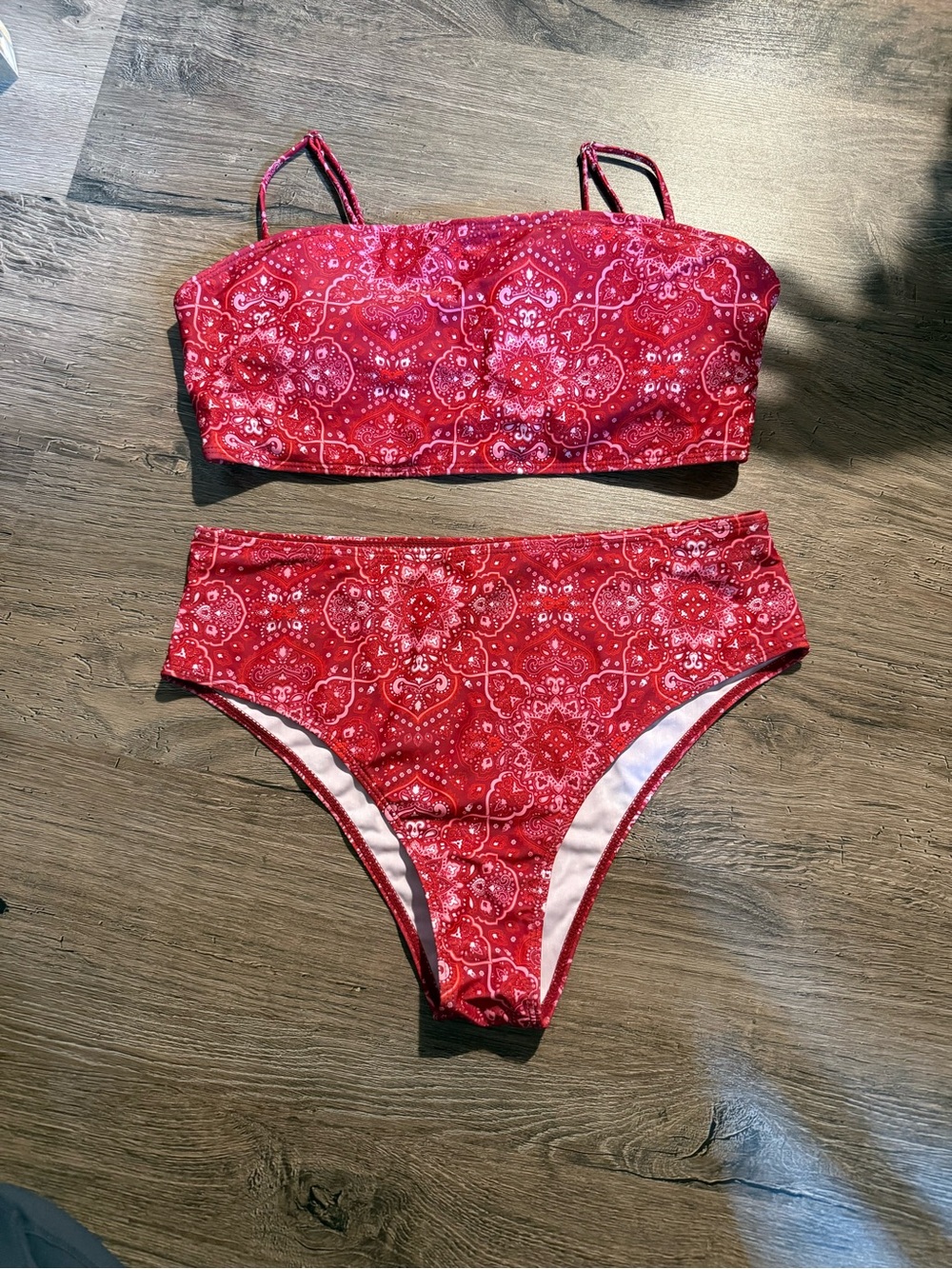SHEIN Red Bandana Print Bikini Set